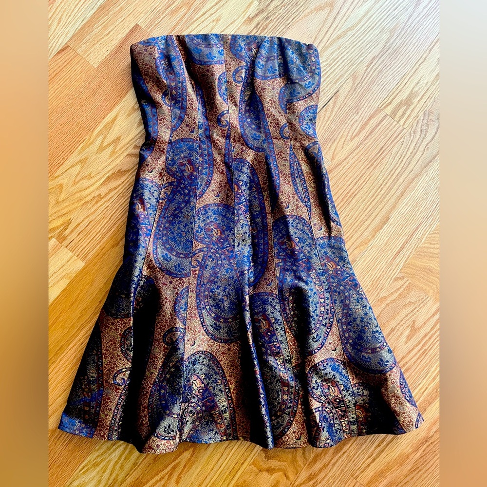 David Meister Paisley Tulle Strapless Cocktail Dress - Size 4